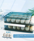 2 Layer Stackable Blue Egg Storage Box With Lid For Refrigerator Large Capacity 36 Count Egg Organizer In Clear Plastic Auto