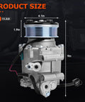AC Compressor With Clutch Fits 2006 2011 Honda Civic 1.8L Replaces 38800RNAA01, showing dimensions 4.1in x 1.9in x 9in.