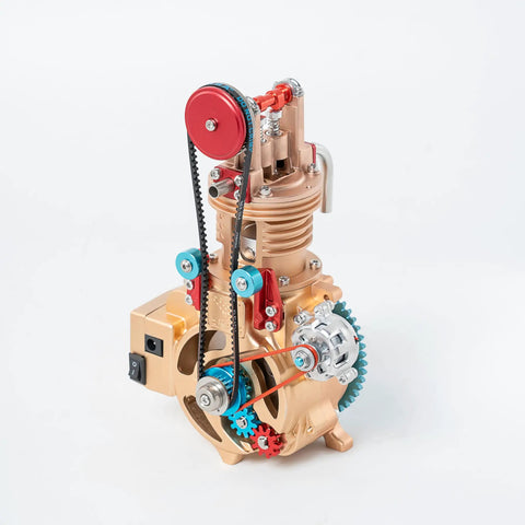 Slick Running Mini Single Cylinder Working Engine Model Kit Heavy Duty Metal Diy Assembly With Cnc Precision Cast Aluminum Alloy, detailed view.