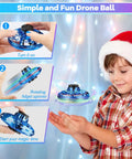 Child playing with Ultra Cool Kids Flying Drone Toy For Indoor Outdoor Fun 2026 Upgrade LED Fidget Spinner Hand Operated Mini Drone.