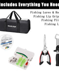 Telescopic Fishing Rod And Reel Combo Six Point Nine Feet All In One Includes Pliers Lip Gripper Spare Line Lures Hooks Carrier Bag