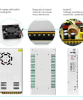 360W 12V 30A Regulated Switching Power Supply with Cooling Fan for LED Strip Pixel Lights and CCTV Cameras