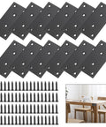 Heavy Duty Stainless Steel Mending Plates 12 Pack Black Finish Straight Brackets With Screws displayed for furniture repair.