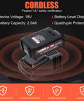 18V battery with specifications for Cordless 20V 18 Gauge Brad Nailer Dual Mode Nail Gun For DIY Pros And Home Renovations