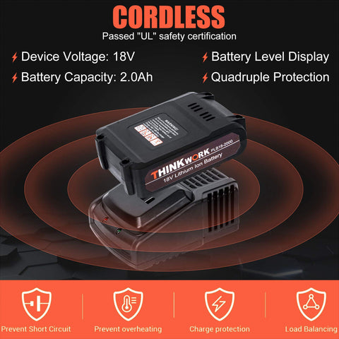 18V battery with specifications for Cordless 20V 18 Gauge Brad Nailer Dual Mode Nail Gun For DIY Pros And Home Renovations