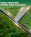 Close-up of metal joint of Heavy Duty Compost Spreader For Lawn And Yard Care, Fertilizer And Peat Moss Spreader Roller With Adjustable Handle