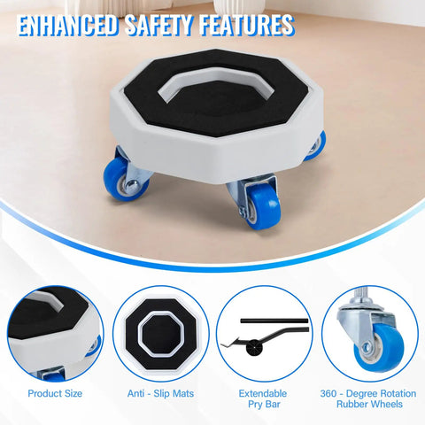 Heavy Duty Furniture Movers And Hex Sliders With Roller Wheels No Sweat Moving Tool Set for couches and chairs with anti-slip mats.