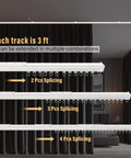 Heavy Duty Ceiling Curtain Track System With Wall Mount No Fuss Ultra Quiet Pulleys Aluminum Channel For Room Divider And Curtains Waterproof And Rust Resistant Smooth Glide Easy Install White Finish Fits 3 To 9 Feet, 3 ft track with splicing