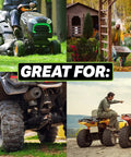 Rock Solid DIY Tire Repair Kit Featuring Eleven Piece Set With Hella Tough Puncture Strings Pro Grip Tools And Quick Dry Rubber Cement Glue For Atvs And Lawn Gear No Sweat Road Ready Fixes Always with lawn mower, wheelbarrow, and ATVs.