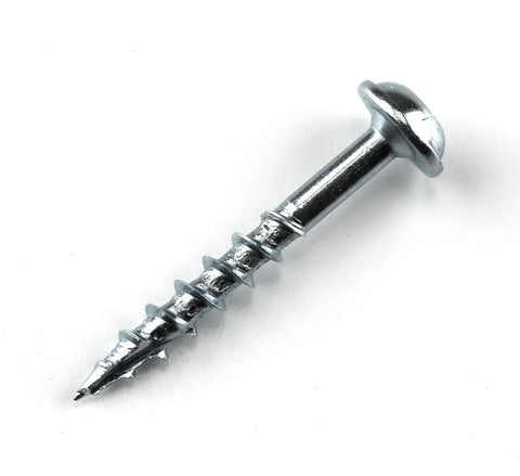 Close-up of Zinc Pocket Hole Screws One And A Quarter Inch Coarse Thread Maxi Loc Head Indoor 1200 Count SML C125 1200.