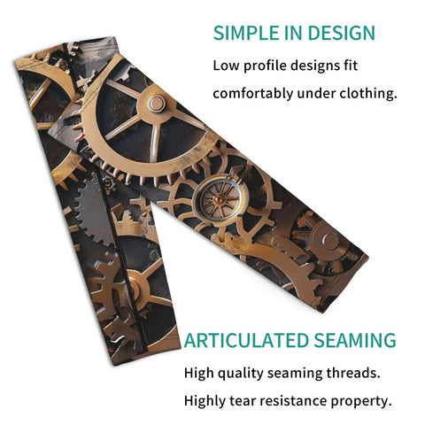 Lock In Your Cool Vibe With These Dope Steampunk Mechanical Gears Arm Sleeves lightweight knit material with gear design.