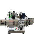 Slick Automatic Desktop Conveyor Bottle Labeler Workhorse High Speed Round Container Labeling Machine With Smooth Half Circle Application And Knockout Speed For Beverages Cosmetics And Food Retail 110V on white background.