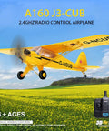 Upgrade 5 Channel RC Plane With 3D And 6G Gyro J3 Cub Style Airplane For Adults flying over field, EPP Foam, Yellow