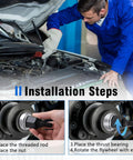 Chevy Harmonic Balancer Installation Tool 66515 for SBC and BBC crankshaft installation steps with mechanic.