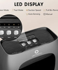Touchless Vacuum Dustpan With Infrared Auto Sweep featuring LED display with control buttons and settings