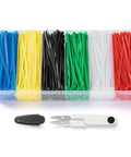 Heavy Duty Zip Ties Kit With Storage Box And Scissors 480 Pack 4 Inch Nylon 66 Cable Ties In Assorted Colors Black White Red Blue Green Yellow Two Point Five Millimeter Wide Durable For Cable Management And Pros And Diyers
