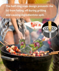 Outdoor Grill Baskets Set 2 Pack Stainless Steel Grillin Baskets With Long Wooden Handles in use at a barbecue event