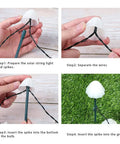 Installation steps for Mushroom Solar String Lights 15-Piece Set 29.5 Ft Warm White for outdoor decor showcasing wire setup.