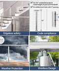 Round Cable Railing Post 36 Inch By 2.36 Inch Brushed Stainless Steel Pre Drilled With 10 Level Holes for Deck Installation