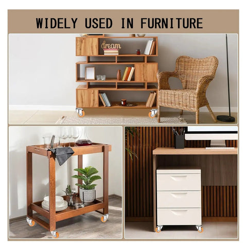 Heavy Duty Swivel Casters With Threaded Stem Mounts And Reinforced Brackets on versatile furniture pieces.