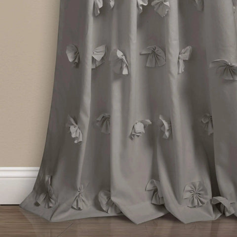 Riley Light Filtering Window Curtain Panel With Delicate Bow Details for Living Room or Bedroom, 54x84 inches, gray.