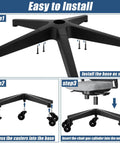 Assembly steps for 28 Inch Heavy Duty Office Chair Base Replacement With Wheels Set Of 5 Universal Gas Cylinder Hole Caster Sockets
