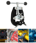 Solid Steel Pipe Alignment Clamp Model A1 Welding Positioner Tool For Accurate Tack And Perfect Fit Ups On Jobsites Without Slippage Or Rust close-up view with detailed clamp mechanism.