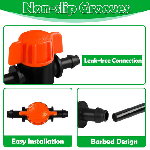 20 Pack One Quarter Inch Drip Irrigation Valve Fittings With In Line Shut Off Valves Barbed Connectors leak-free design