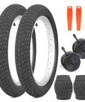 Two Pack 18 Inch Kid Bike Tires 18 X 2.125 With Inner Tubes Fits 18 Inch Bicycles BMX MTB Black Smooth Tread with tools