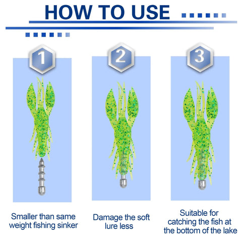 Image showing the use of Pro Grade Nail Weights Kit for Bass Fishing 45 Piece Pencil Sinker Set in soft plastic lures.