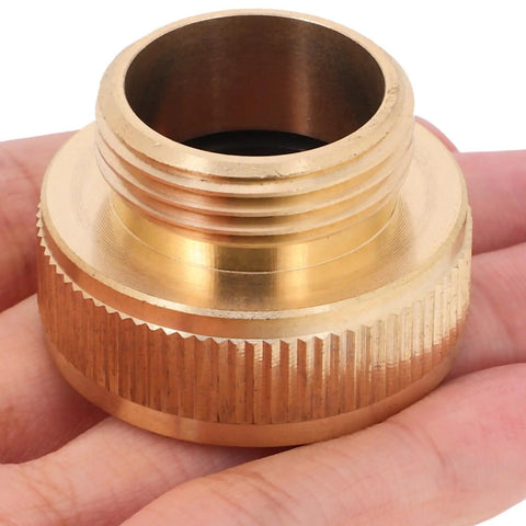Brass Garden Hose Adapter Quick Connect Fitting Converts 1 Inch Female To 3/4 Inch Male For Irrigation Outdoor Watering And Repair Without Any Tools brass threaded close-up