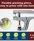 Complete 504 Piece Plastic Snap Kit With Pliers For Sewing And DIY Crafts with flexible pressing pliers shown