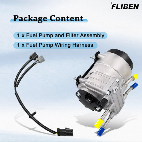Diesel Fuel Pump Assembly For Ford Super Duty F250 F350 F450 F550 And Excursion 2003 To 2007 6.0L V8 Replacement shown with wiring harness.