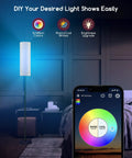Smart RGB LED Floor Lamp For Living Room And Bedroom, 69 Inch Tall Modern Standing Lamp With Remote And WiFi App Control