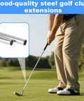 Golfer using Two Pack Golf Club Extensions Steel Shaft Putter Length Adjustment Tool for better swings.