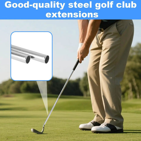 Golfer using Two Pack Golf Club Extensions Steel Shaft Putter Length Adjustment Tool for better swings.