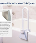 Handicap Shower Grab Bar For Bathtub And Shower White No Tool Install Heavy Duty Durable Steel Hand Rail Safe Non Slip Grip