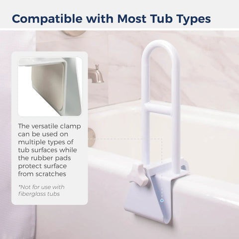 Handicap Shower Grab Bar For Bathtub And Shower White No Tool Install Heavy Duty Durable Steel Hand Rail Safe Non Slip Grip