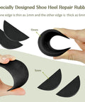 Black Heel Repair Rubber Patches For Shoes Non Slip Diamond Pattern Bottom Heel Patches 2 Pairs Durable Rubber Sole Pads