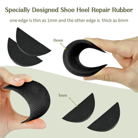 Black Heel Repair Rubber Patches For Shoes Non Slip Diamond Pattern Bottom Heel Patches 2 Pairs Durable Rubber Sole Pads