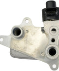 Premium Drive Motor Battery Pack Cooler Direct Replacement Genuine Fit for Hybrid Electric Systems, silver metal component with multiple ports.