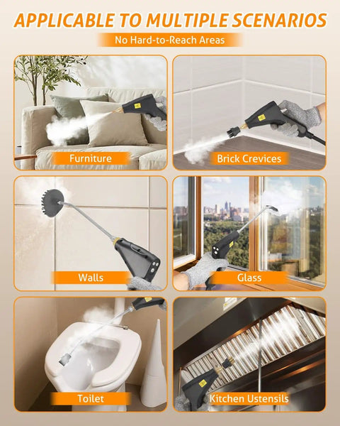 Beast 1500W Steam Cleaner Handheld Portable For Home Kitchen And Auto Detailing used on furniture, tiles, glass, and toilet.