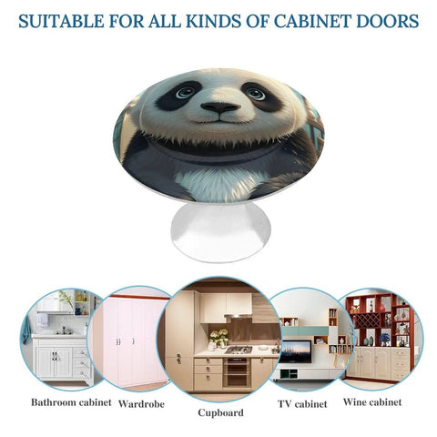 Round Panda Face Cabinet Knobs With Screws 2 Pack Dope Stainless Steel Drawer Pulls For Kitchen Bathroom Dresser Cupboard Closet Furniture Hardware That Lasts Long, panda knob