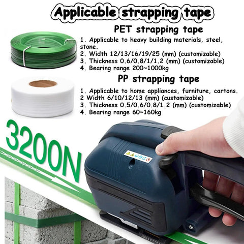 DFEDHF Battery Powered Electric Strapping Machine For Pallet Packaging with PET and PP strapping tapes.
