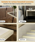 Foolproof Nbr Foam Edge Guards For Baby Proofing Living Space Plus Four Molded Corner Bumpers High Density Shock Absorbing Padding To Block Sharp Table Edges In Warm Beige in various household settings.