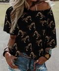 Women's Short Sleeve Boat Neck Loose Fit Go To Casual Tee With Bearded Dragon Lizard Print Lightweight Breathable Polyester Spandex Blend Easy Care Everyday Comfort Top, worn by a person in casual outdoors setting.