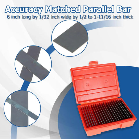 Parallel Block Set For Machinists, 20 Pairs, One Thirty-Second Inch Steel, 0.0001 Inch Precision, Hardened And Stress Relieved Tool Steel, Includes Durable Case, Pro Grade Quality For Tight Tolerances And Accurate Setups