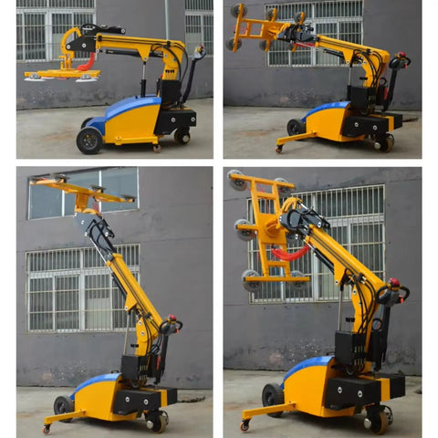 Hassle Free Heavy Duty Glass Vacuum Lifter Remote Control Architectural Window Handler lifting large glass panel outdoors.
