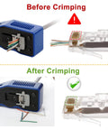 RJ45 Crimp Tool Kit Pass Through Ethernet Crimper For Cat5e Cat6 Cat6a 8P8C Modular Connectors before and after use