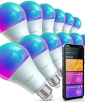 Dope Voice Controlled Smart LED Light Bulbs 12 Pack Works With Alexa And Google Home 2.4GHz WiFi Dimmable RGB with app control